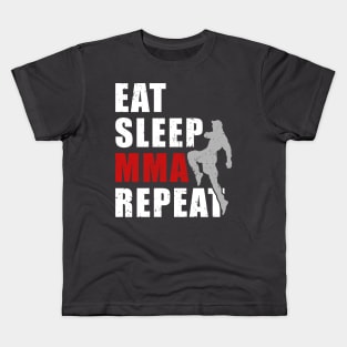 MMA Mixed Martial Arts Octagon Fighters Kickboxing Eat Sleep MMA Repeat Kids T-Shirt